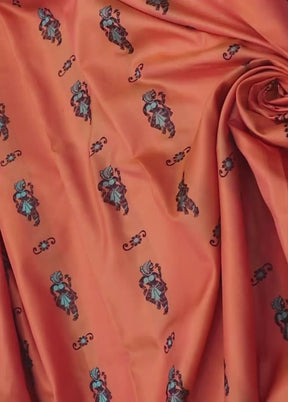 Peach Handloom Baluchari Pure Silk Saree With Blouse Piece