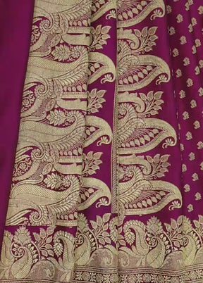 Pink Handloom Banarasi Pure Silk Saree With Blouse Piece