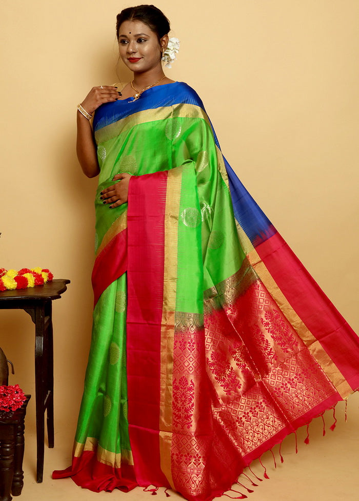 Green Kanjivaram Pure Silk Handloom Saree With Blouse