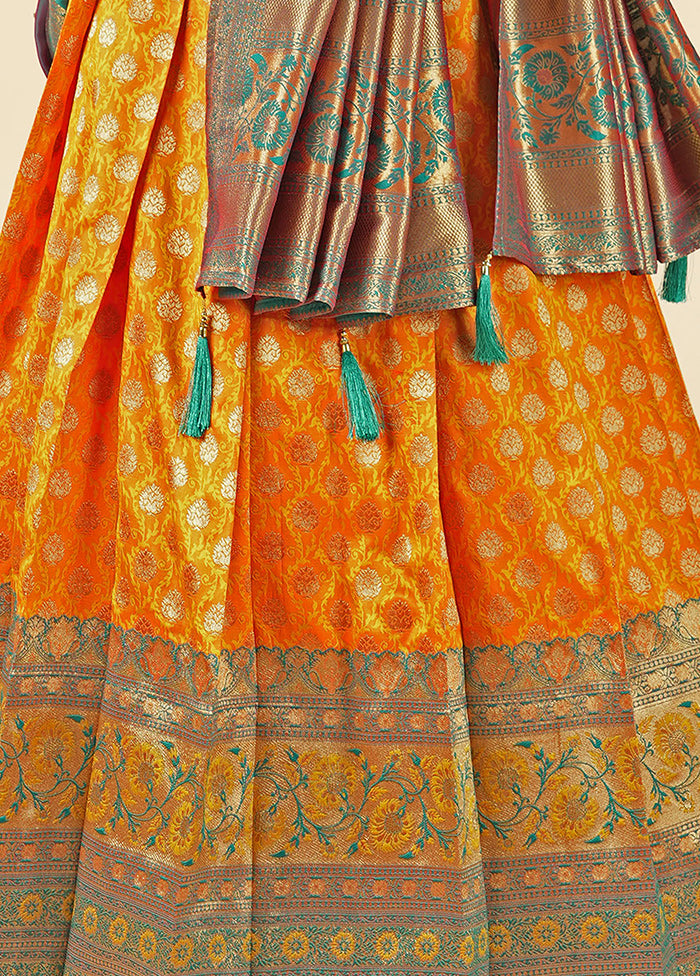 2 pc Gold Readymade Silk Gown Set