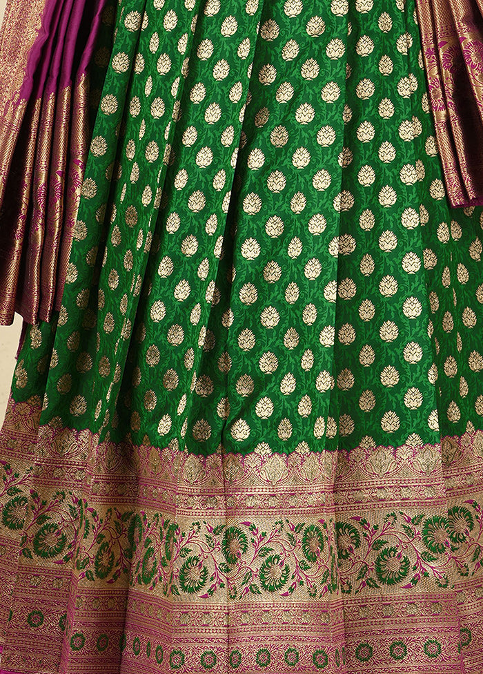 2 pc Green Readymade Silk Gown Set