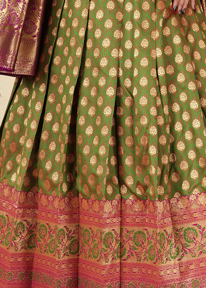 2 pc Green Readymade Silk Gown Set