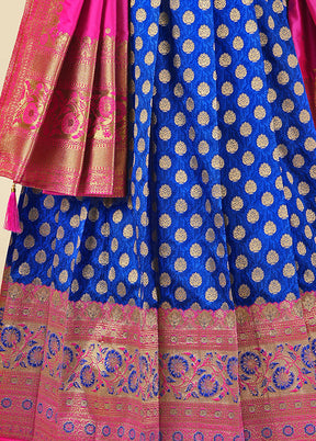 2 pc Blue Readymade Silk Gown Set