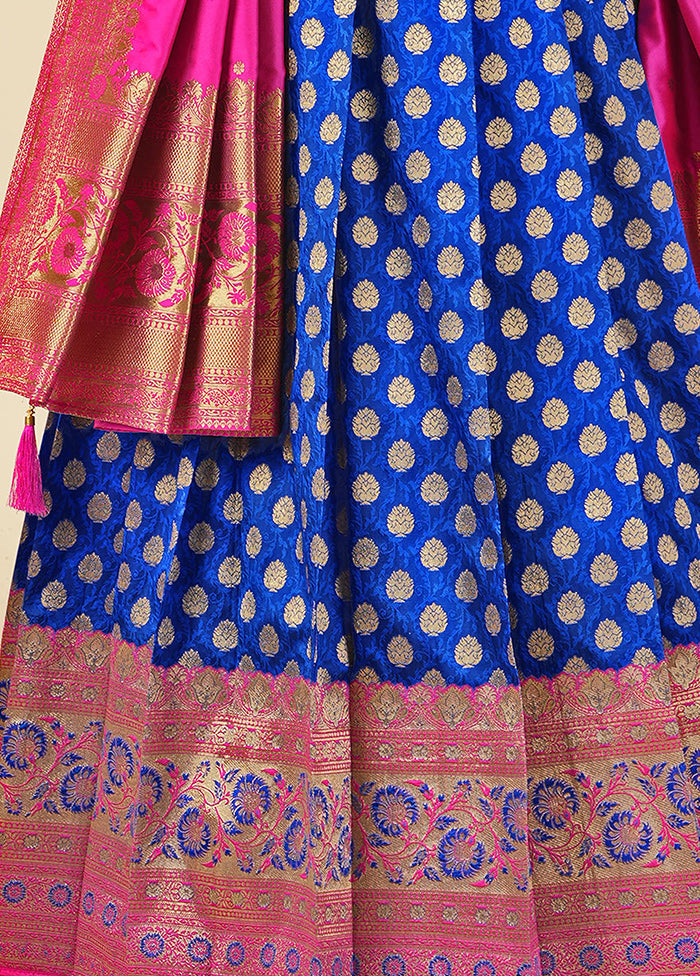 2 pc Blue Readymade Silk Gown Set