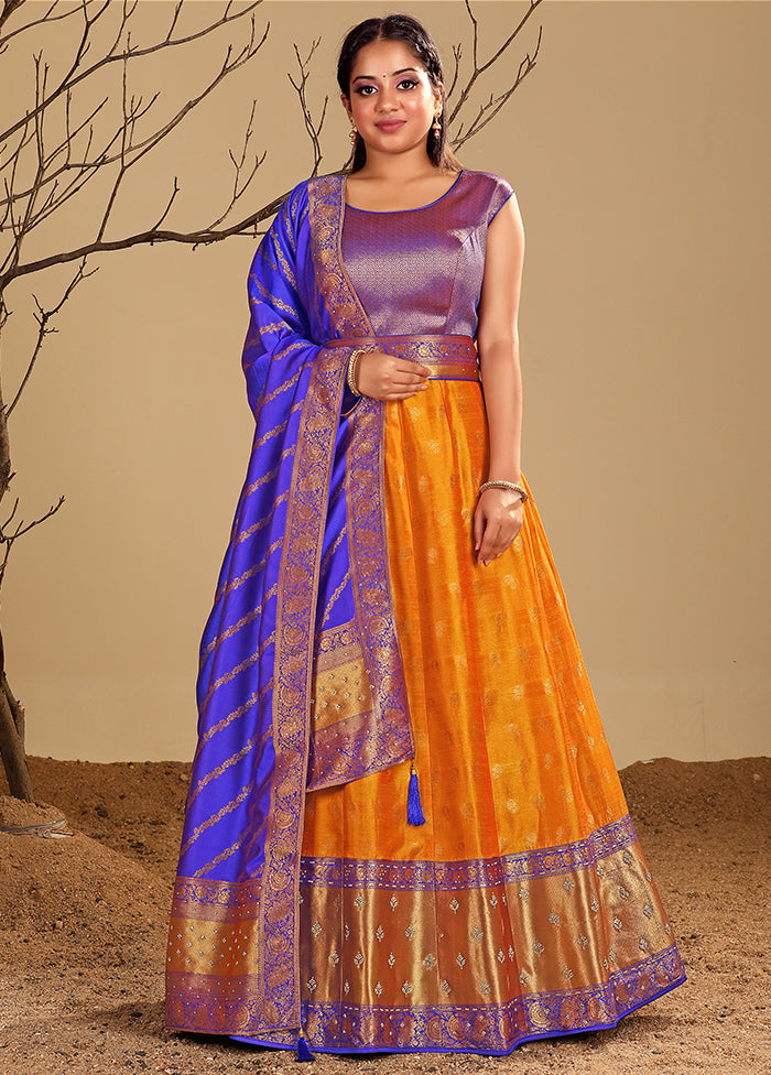 2 pc Gold Readymade Silk Gown Set