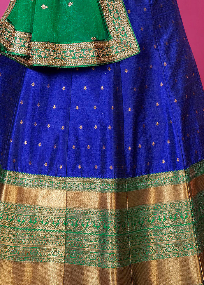 2 pc Blue Readymade Silk Gown Set
