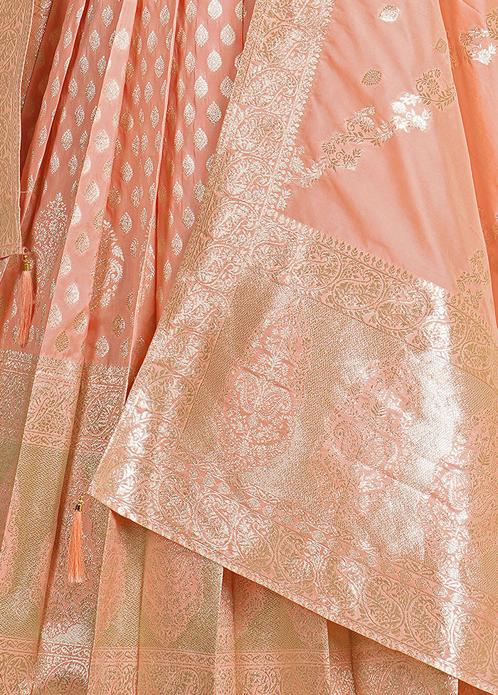 2 pc Light Peach Readymade Silk Gown Set