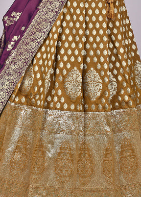 3 Pc Mustard Silk Semi Stitched Lehenga Set