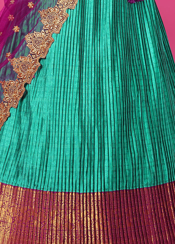 3 Pc Rama Silk Semi Stitched Lehenga Set