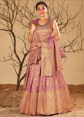 2 pc Dark Wine Readymade Silk Gown Set