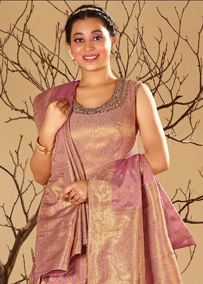 2 pc Dark Wine Readymade Silk Gown Set