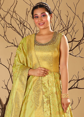 2 pc Lemon Readymade Silk Gown Set