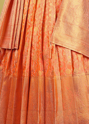 2 pc Orange Readymade Silk Gown Set