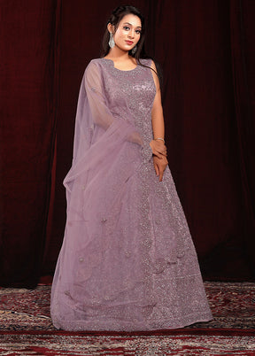 2 Pc Lavender Readymade Net Gown