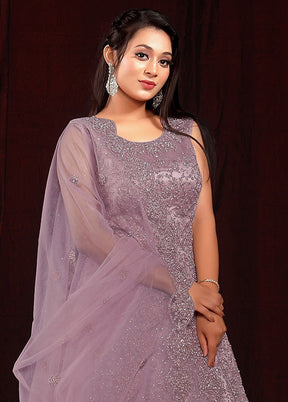 2 Pc Lavender Readymade Net Gown