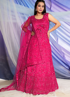 2 Pc Rani Readymade Net Gown