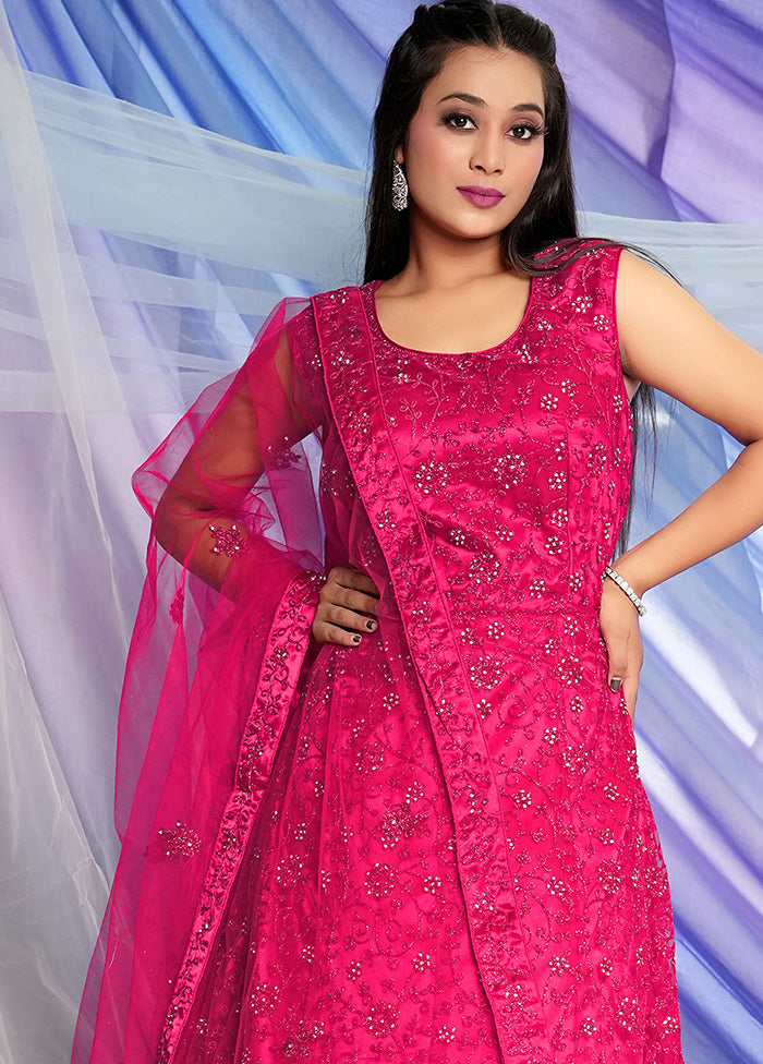 2 Pc Rani Readymade Net Gown