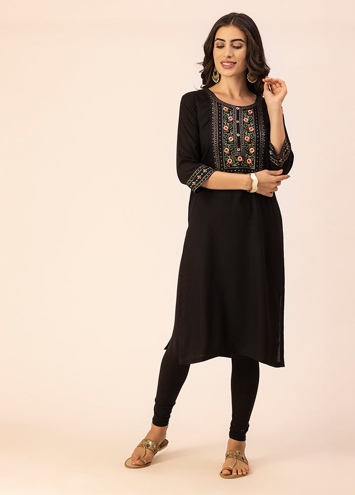 Black Readymade Rayon Kurti