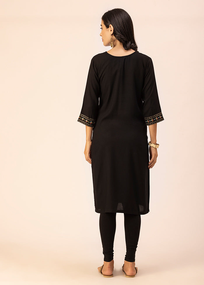 Black Readymade Rayon Kurti