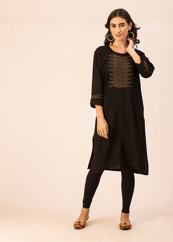 Black Readymade Rayon Kurti