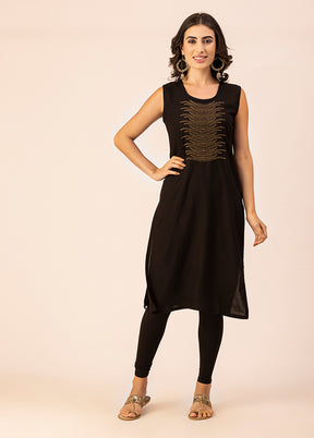 Black Readymade Rayon Kurti