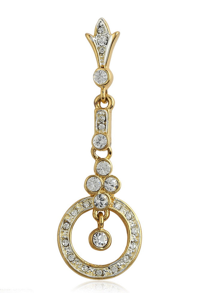 Estele 24Kt Gold And Silver Plated White Austrian crystal chandelier Dangle and Drop Earrings