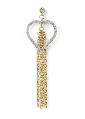 Estele Zinc Alloy 24Kt Gold And Silver Plated Heart Shaped White Austrian crystal Tassel Earrings Fo