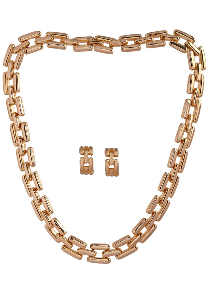Gold Plated Interlink Designer Chain Necklace Set