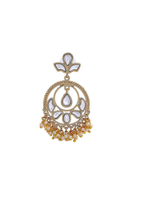 Estele 24Kt tradional long Chandbali with Yellow Pearls for Women and Girls