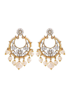 Estele Traditional Metal Gold Plated and Pearl Earrings for Women and Girls