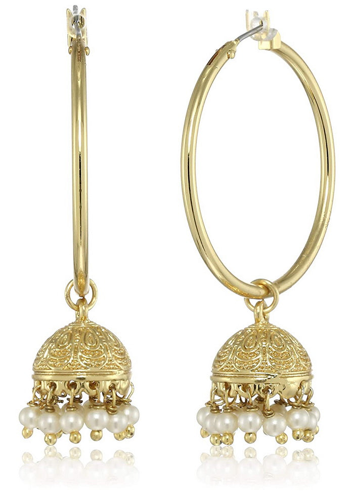 Estele 24 Kt Oxidized Gold Plated Bold Hoop Jhumkis For Girls