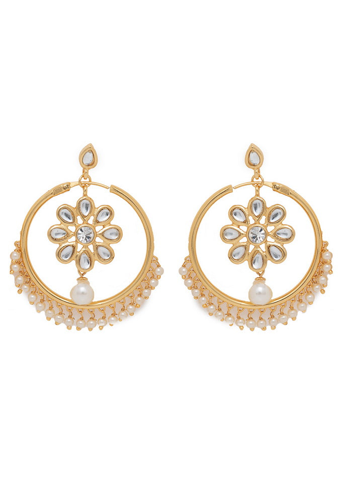 Estele gold plated round trendy hangings with mirror for women