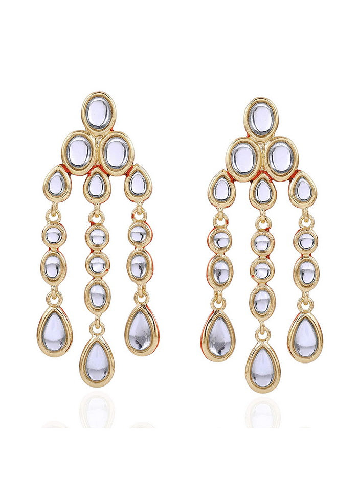 Estele Gold Plated Kundan Drop Earrings Peary Wear Traditional Dangle And Drop Earrings For Women G