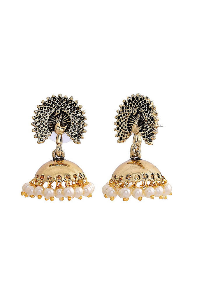 Ethnic Gold colour Peacock heritage Jhumkis for women