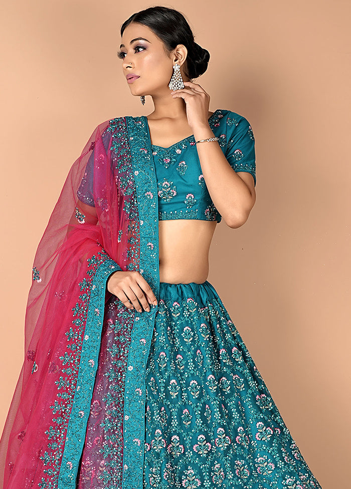 3 Pc Firoza Net Semi Stitched Lehenga Set