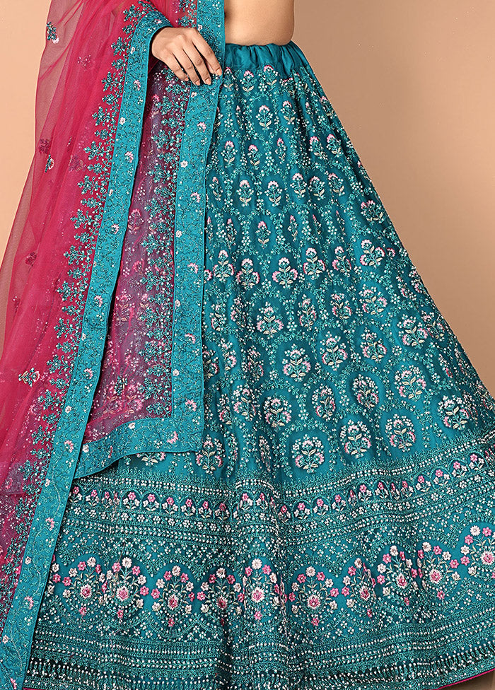 3 Pc Firoza Net Semi Stitched Lehenga Set