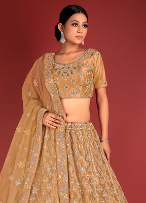 3 Pc Chiku Net Semi Stitched Lehenga Set