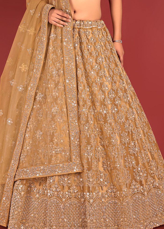 3 Pc Chiku Net Semi Stitched Lehenga Set