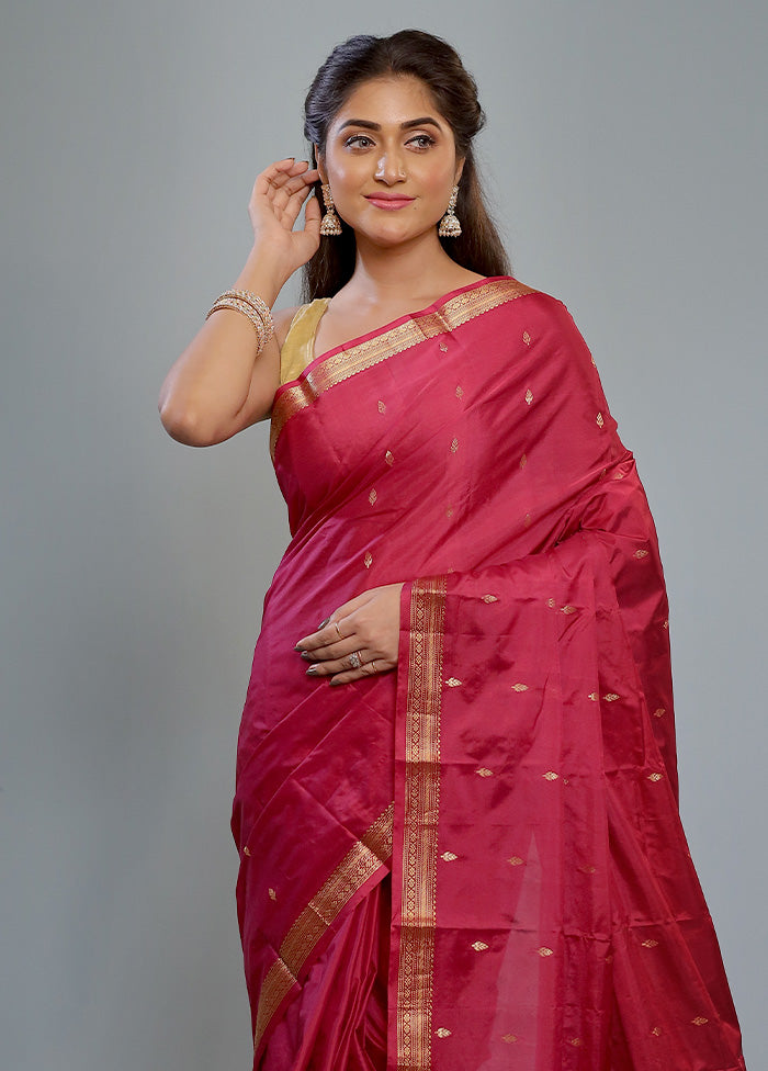 Pink Kanjivaram Silk Saree With Blouse Piece