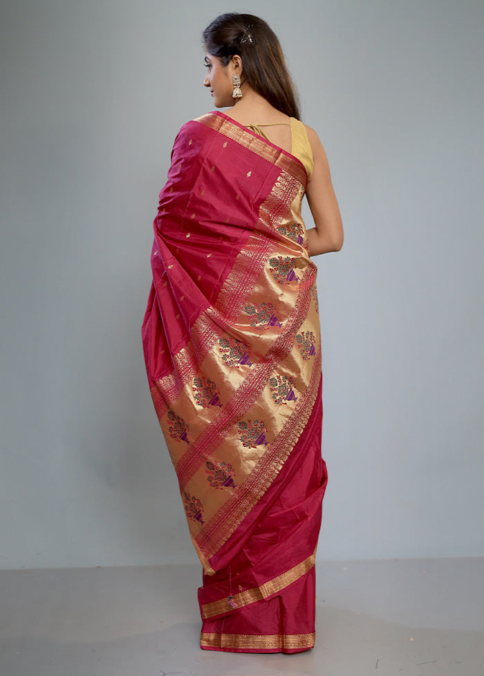 Pink Kanjivaram Silk Saree With Blouse Piece