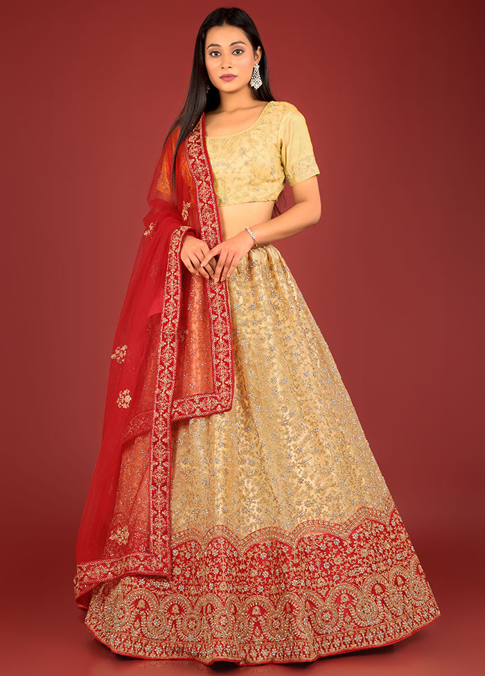 3 Pc Chiku Net Semi Stitched Lehenga Set