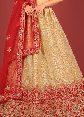 3 Pc Chiku Net Semi Stitched Lehenga Set