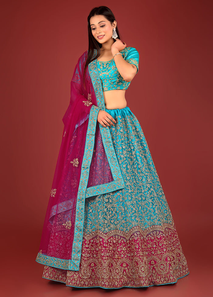 3 Pc Firoza Net Semi Stitched Lehenga Set