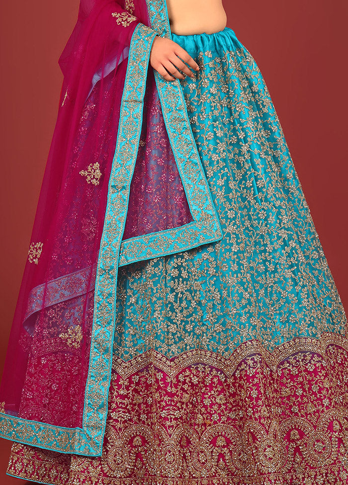 3 Pc Firoza Net Semi Stitched Lehenga Set