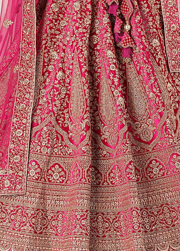 3 Pc Rani Velvet Semi Stitched Bridal Lehenga Set