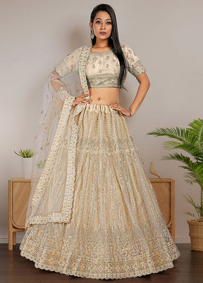 3 Pc Chiku Net Semi Stitched Lehenga Set