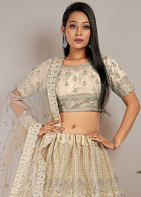 3 Pc Chiku Net Semi Stitched Lehenga Set