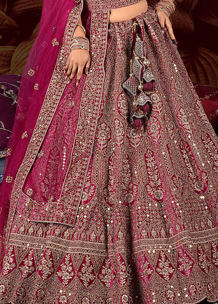 3 Pc Rani Velvet Semi Stitched Lehenga Set