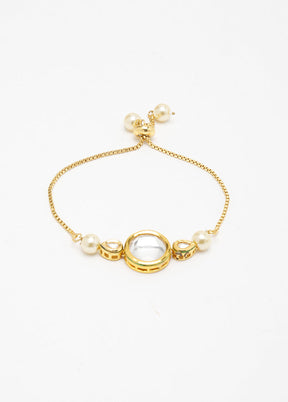 Gold Plated Kundan Charm Bracelet