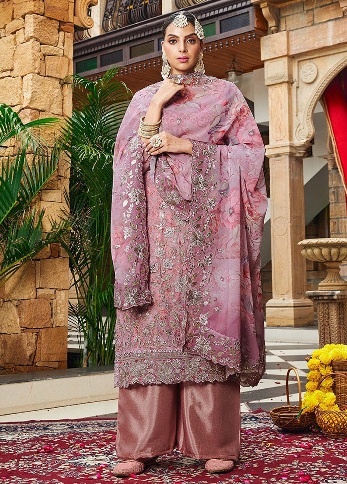 3 Pc Purple Unstitched Georgette Suit Set